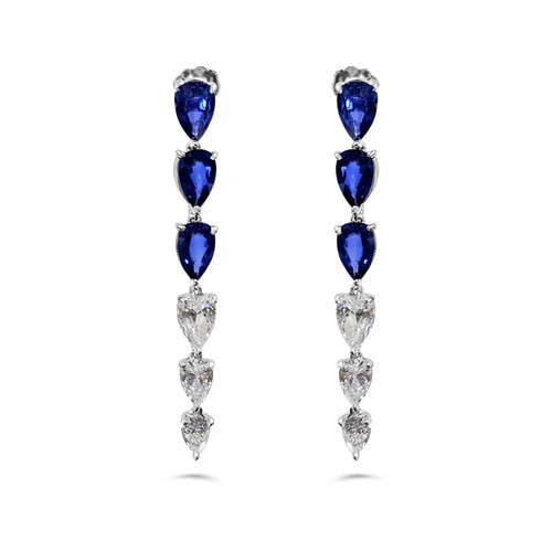 Graduated Sapphire and Clear Pear Drop Earrings Graduated Sapphire and Clear Pear Drop Earrings