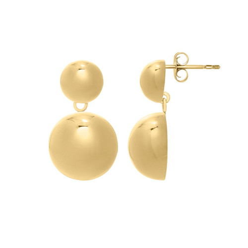 Puffed Double Round Drop Earring