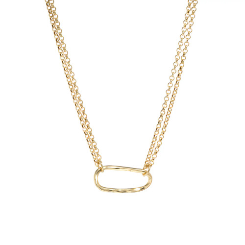 Open Oval Double Strand Rolo Necklace