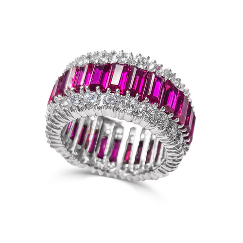 Ruby Baguette and Round Wedding Band (7.25TCW)