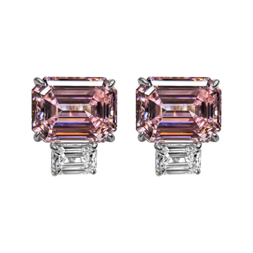 Pink Emerald-Cut Double Stud (26.5 TCW)