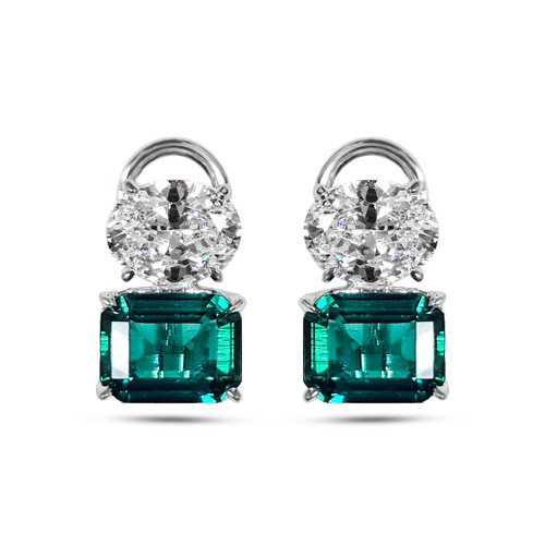 Oval & Emerald Green Emerald-Cut Double Stud (8 TCW) Oval & Emerald Green Emerald-Cut Double Stud (8 TCW)