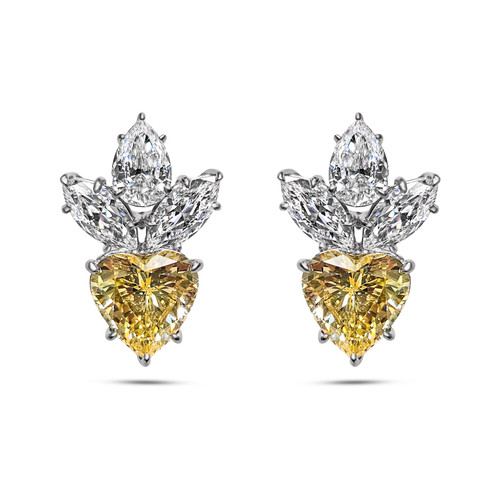 Canary Heart With Pear and Marquise Top (13 TCW) Canary Heart With Pear and Marquise Top (13 TCW)