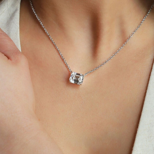 East West Emerald Cut Pendant (5 TCW)