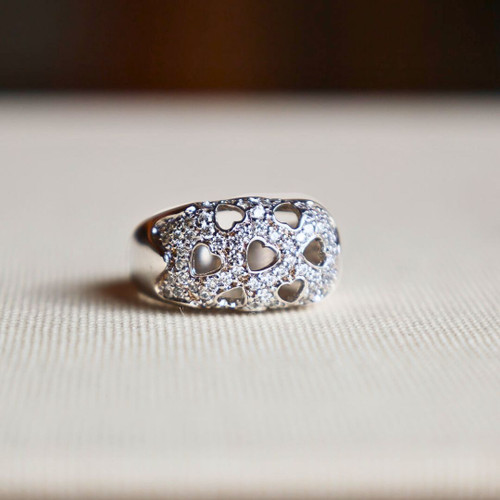 Pave Ring with Heart Cutouts