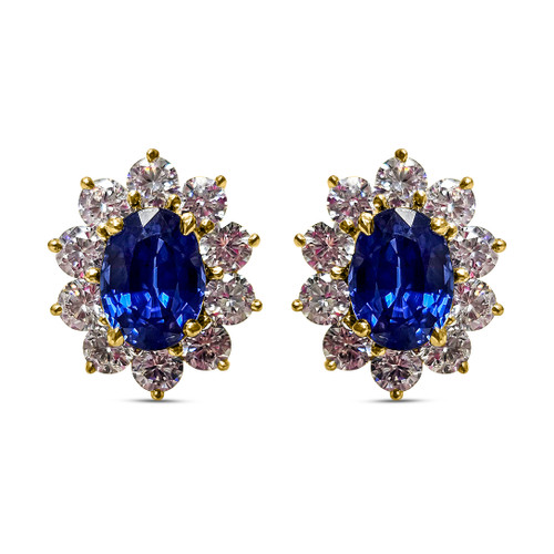Sapphire and Round Oval Studs with Vermeil (2.2 TCW)