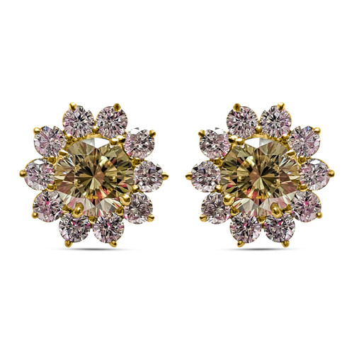 1.25ct Canary Halo Stud Earrings (3.1TCW)