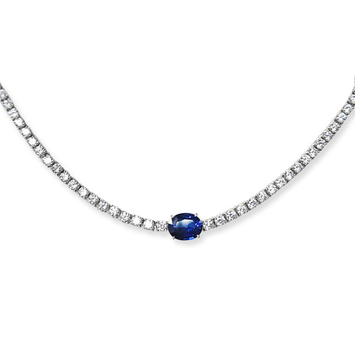 Four Prong Tennis Neck with 2ct Lab Sapphire Oval
