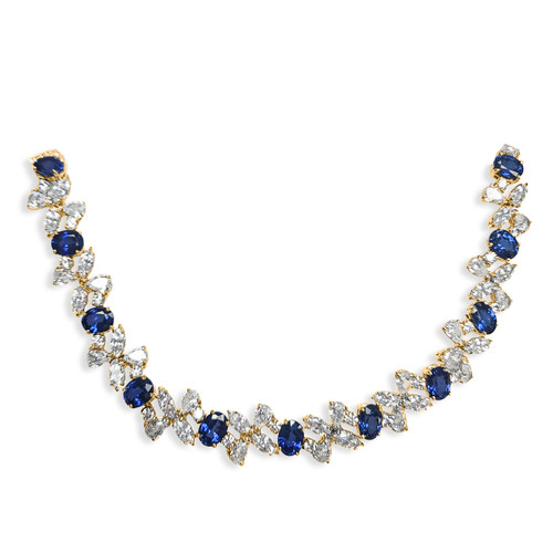 Sapphire Oval and Marquise Necklace