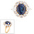 3.25ct Oval Cut Center surrounded by 10 Round Cut Stones of 1.6ct  and 2 Pear-Shape cut stones of 1ct. 17468-SAP-14K