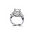 9ct Emerald Cut Center with 1.1ct Trillion Cut stones on the sides. Center stone size: 12x8.5mm 17161T-CZ-14K