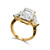 9ct Emerald Cut Center with 1.1ct Trillion Cut stones on the sides. Center stone size: 14x10mm 17162T-CZ-14K