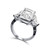 9ct Emerald Cut Center with 1.1ct Trillion Cut stones on the sides. Center stone size: 14x10mm 17162T-CZ-14K