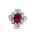 2ct Oval Cut Center Ruby  surrounded by 4 Marquise stones (.65ct) & 6 Oval stones (1.5ct). Center stone size: 9X7mm. F306-RUB-CZ-14K