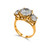 2.5ct Round Cut Center with 2 Round Cut Stones of 1.25ct on the sides. Center stone size: 9mm.    F315-CZ-14K