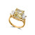 Canary Radiant-Cut and Trapezoid Three stone Ring (8 TCW)