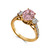 3 STONE OVAL W/ MIRCO-PAVE SHANK F698-PINK-CZ-14K