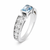 BEZEL EMER CUT W/ ROUNDS STONE F856-AQUA-CZ-14K