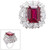 1.5ct Emerald Cut Center surrounded by 38 Round Cut stones (8.6TCW)  and 10 Pear-Shape cut stones (7cts) T13298-RUB-CZ-14K