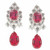 EARRING 11x9 oval ctr. w 11 rds. surr in ps look w/ps drp - T12955RD/RUB/CZ