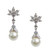 Pearl Drop Earrings with Cluster Marquise Top (4 TCW)