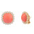 EARRING CAB LG CTR16X16mm SURR BY 1ROW RDS - T12518E/CORAL/CZ