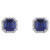 Square-Cut Sapphire Studs with Pave Halo Square-Cut Sapphire Studs with Pave Halo