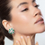 Cluster Earring with Emerald Cabochons Cluster Earring with Emerald Cabochons