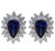 Sapphire Pear with Marquise and Round Halo Earrings 
