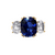 7 Carat Lab Created Cushion Cut Sapphire with 2 Carat Cushion Cut Sides