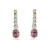 Graduated round drop earring with 2CT (9x7) Pink Oval Bottom