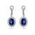 Oval Sapphire and CZ Drop Earring (1.5")