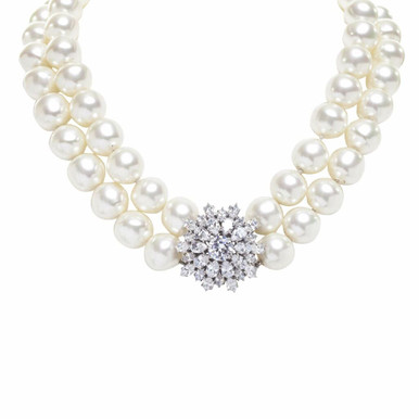 Double Strand Baroque Pearl Necklace with Dazzling Clasp