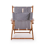 Classic Teak Beach Chair - Navy Stripe