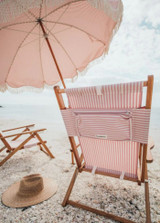Classic Teak Beach Chair - Pink Stripe