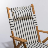 Classic Teak Beach Chair - Black Stripe