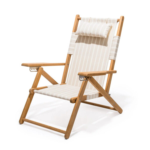 Classic Teak Beach Chair - Natural Stripe