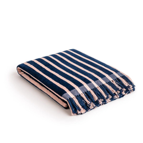 Beach Towel - Monaco Navy & Pink Stripe