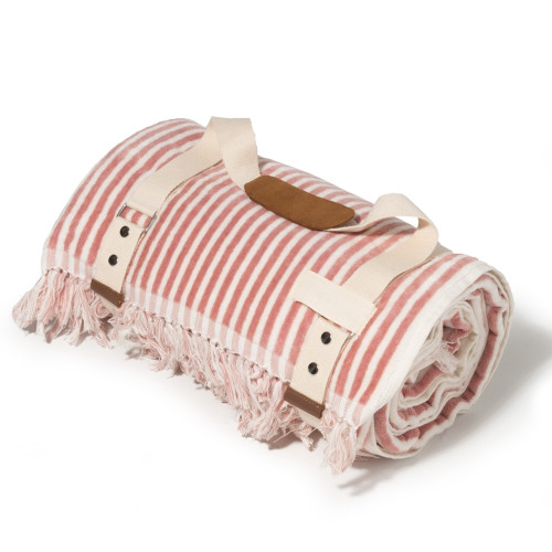 Pink Striped Beach Blanket