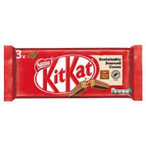 Nestle Kit Kat 4 Finger Multipack (41.5g x3)
Nestle Kit Kat 4 Finger consists of three layers of crispy wafers covered in smooth milk chocolate.
Allergens: Wheat, Milk