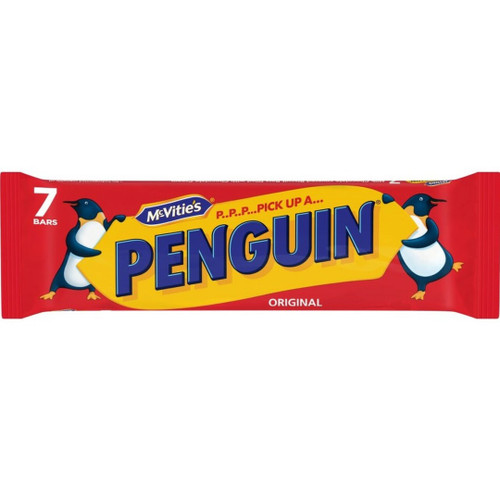 McVites Penguin Chocolate Biscuit 5pk 193g
Penguin biscuits are a milk chocolate covered biscuit bar filled with chocolate cream
ALLERGENS: Milk, Soya, Wheat