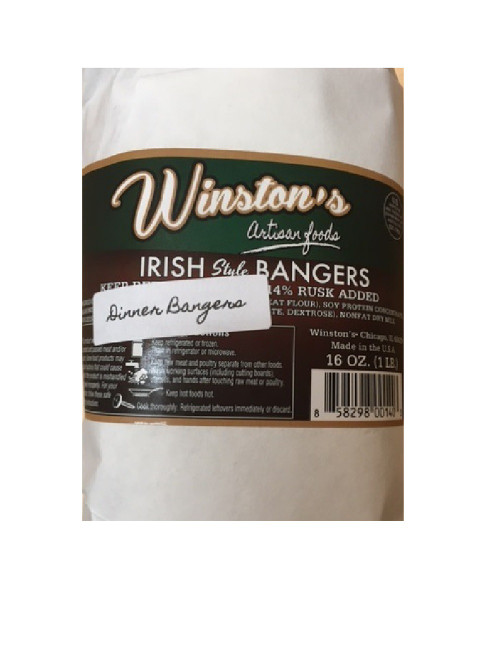 Winstons Irish Pork Dinner Bangers
Winstons Irish Pork Bangers, In butcher wrap paper. Delicious for any meal of the day.
ALLERGENS: Wheat, Soy, Milk