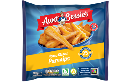 Aunt Bessies Honey Glazed Parsnips 500g
Frozen parsnips coated in batter and pre-fried with a drizzle of delicious honey. Honey glazed parsnips will add a rather special veg-touch to any roast dinner.
