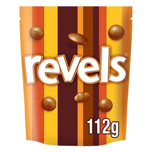 Mars Revels Pouch 101g  
 The surprise chocolate treat! Will you get Chocolate, Coffee, Malteser, Orange, Raisin or Toffee? 
Allergens: Milk, Soya, Wheat, Lactose, Barley, Celery