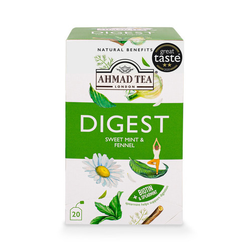Ahmad of London - Health Benefit Tea - Digestive - Sweet Mint & Fennel - 20 Tea Bags x6

