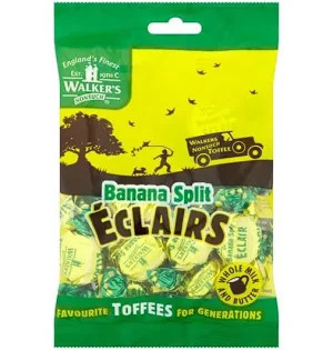 Walkers Nonsuch - Banana Split Toffees 150g 
Delicious twist wrapped Banana Split Toffees
ALLERGENS: Milk, Soya