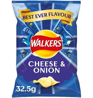 Walkers Cheese and Onion 32.5g
A Pub Classic! Cheese & Onion Flavoured Potato Crisps
ALLERGENS: Milk