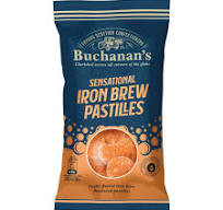 Buchanans Irn Bru Pastilles Bag - 140g 
Sensational fizzy sugar dusted Irn Bru flavoured Pastilles