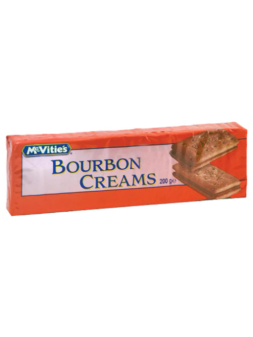 McVitie's Bourbon Creams 200g 
Delicious chocolate  cream enveloped by crunchy biscuits
ALLERGENS: Wheat
