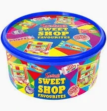 Swizzels Sweet Shop Favourites Tub 650g 
So many to choose from...where will you start? Love hearts, Double Lollies, Refreshers, Fizzers, Drumstick Squashies, Fruity Pops, Parma Violets! Enough to Share for movie night, party night, any night!
ALLERGENS: Soya